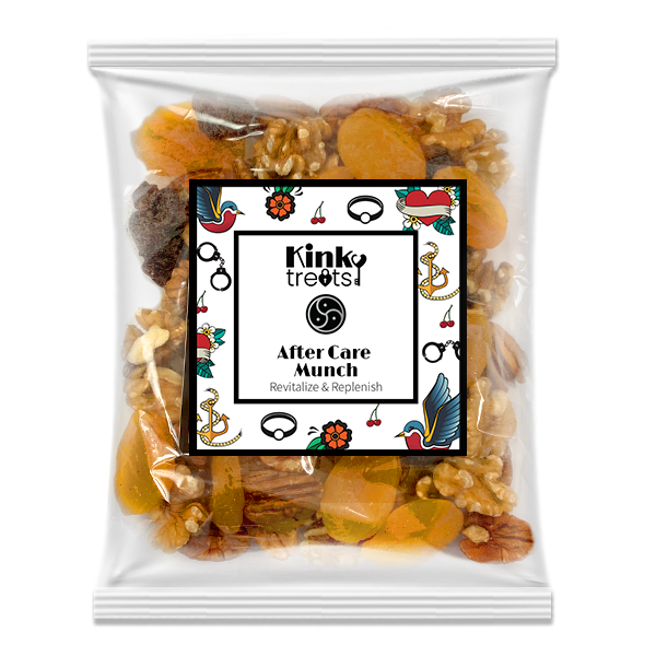 Kinky Treats Aftercare munch walnuts pecans dried apricots and dried cherries