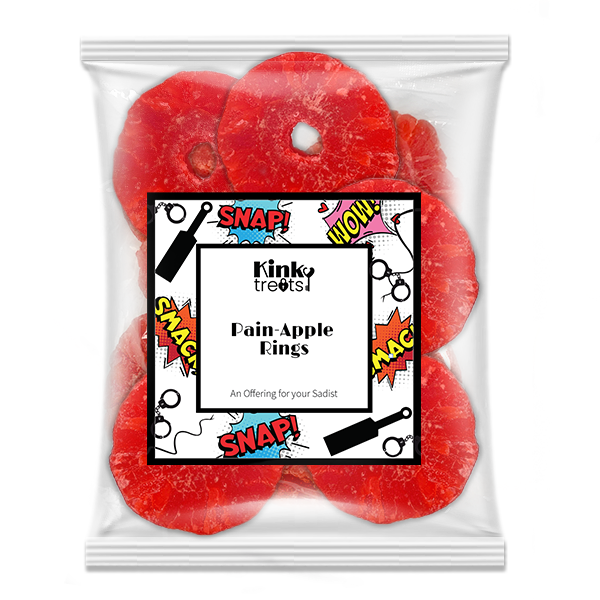 Kinky Treats Pain-Apple Rings Strawberry infused dehydrated pineapple rings